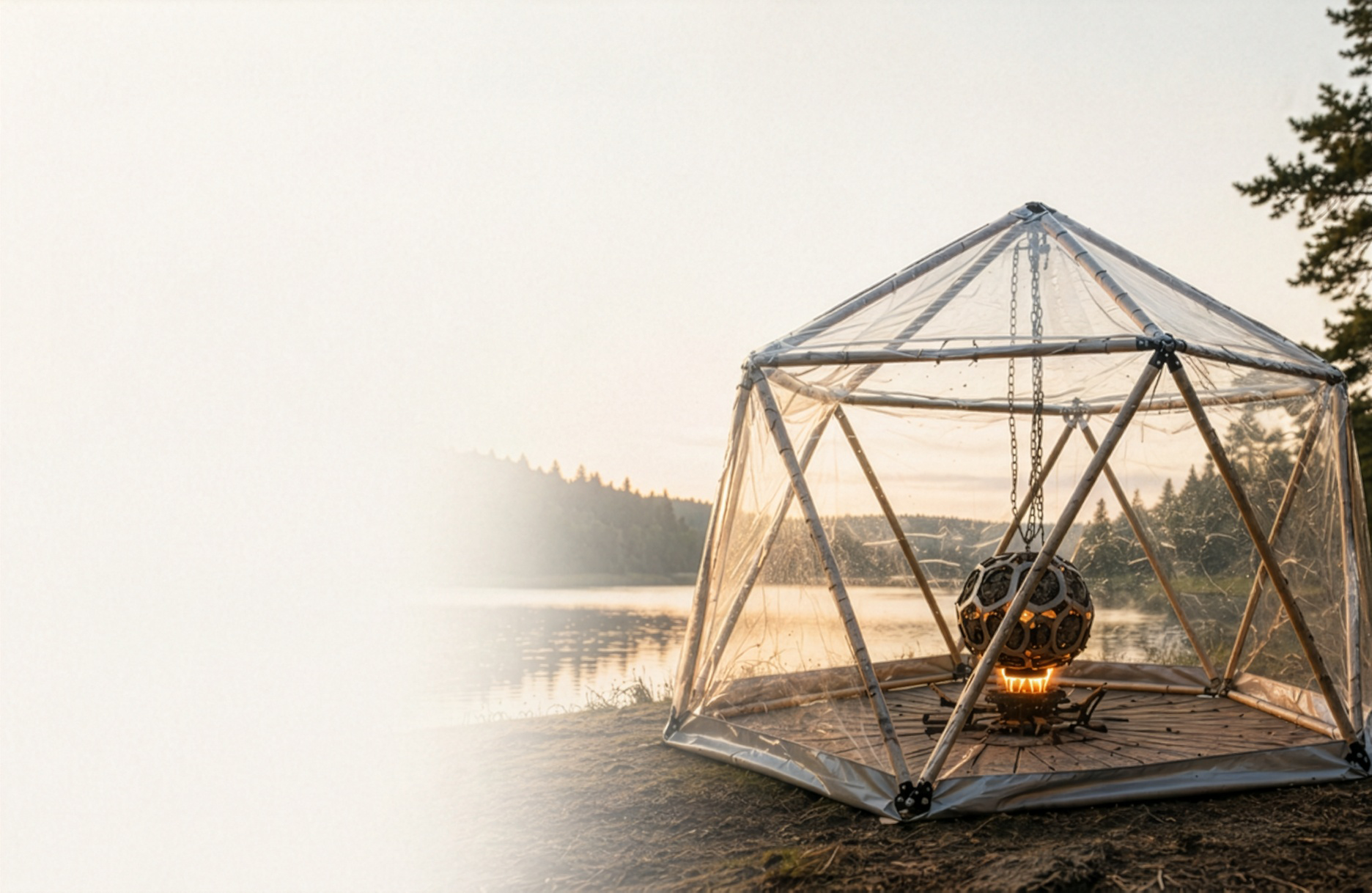 Icosauna BUILT FOR LÖYLY, THE FLYING DODECAHEDRON, 10 MINUTES FROM BAG TO ICOSAHEDRON, BRING YOUR CAMPING CHAIRS, 25 PIECES OF WOOD. SERIOUSLY STRONG GEOMETRY., SACRED GEOMETRY. QUESTIONABLE PHYSICS. EXCELLENT SAUNA.
